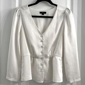 J. Crew cream, silk feel blouse